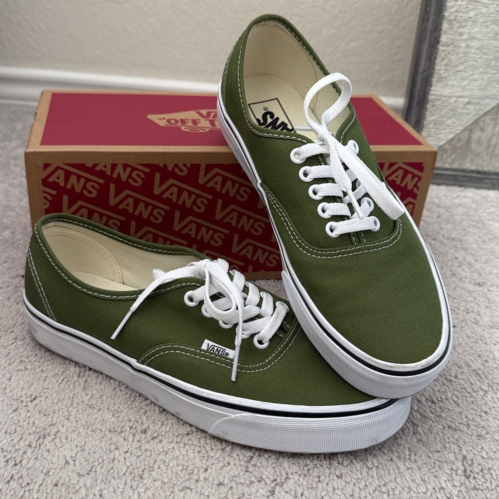 Vans Olive Green Canvas Shoes M 7.5 / W 9
